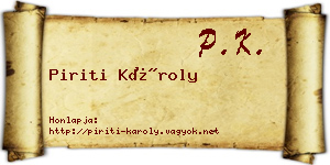 Piriti Károly névjegykártya