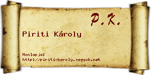 Piriti Károly névjegykártya